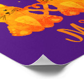 Mooie Paarse Oranje Kitten Koppel Twee Monogram  Poster (Hoek)