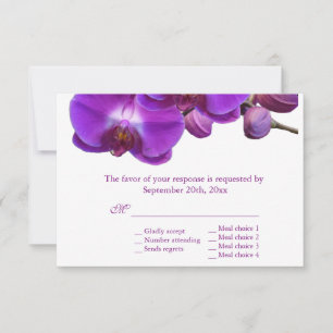 Mooie paarse orchidee bloemen bruiloft RSVP Kaartje