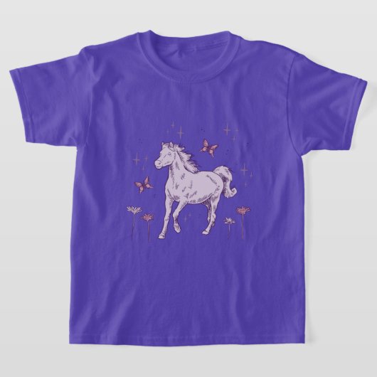 Mooie Paarse Paard T-shirt (Laagn)