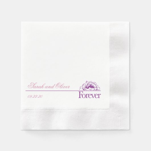 Mooie Paarse Pur bruiloft Bloemen Servet (Voorkant)