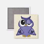 Mooie Paarse Retro Uil Magneet (Voorkant / Achterkant)