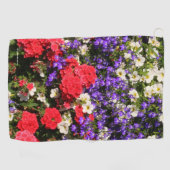 Mooie Paarse, rode en witte jaarbloemen Golfhanddoek (Horizontaal)