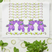 Mooie Paarse Royal Teddy Bear Dance Line Theedoek (Gevouwen)