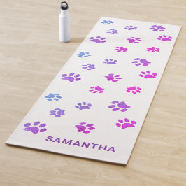 Mooie paarse roze blauwe pootafdrukken op maat yogamat