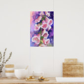 Mooie Paarse Roze Bloemen Poster (Keuken)