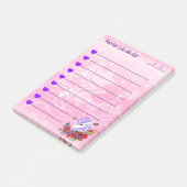 Mooie paarse & roze eenhoorn om te doen lijst 4 "x post-it® notes (Schuin)