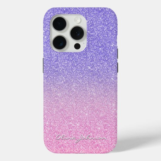 Mooie Paarse Roze Glitter Ombre Case-Mate iPhone Case (Achterkant)
