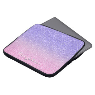 Mooie Paarse Roze Glitter Ombre Laptop Sleeve