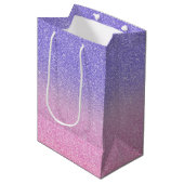 Mooie Paarse Roze Glitter Ombre Medium Cadeauzakje (Voorkant Gekanteld)