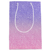 Mooie Paarse Roze Glitter Ombre Medium Cadeauzakje (Voorkant)