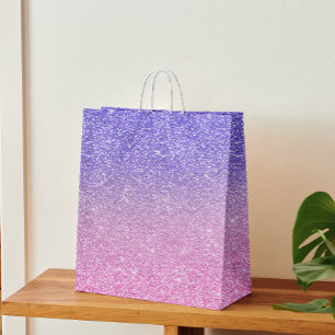 Mooie Paarse Roze Glitter Ombre Medium Cadeauzakje