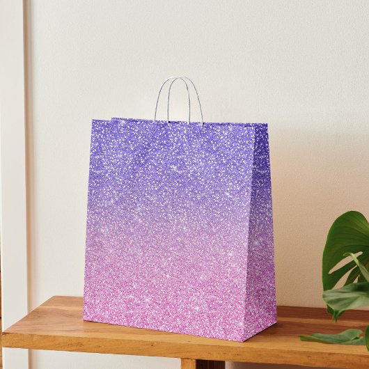 Mooie Paarse Roze Glitter Ombre Medium Cadeauzakje