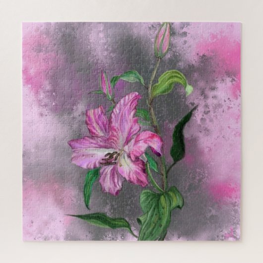 Mooie Paarse roze Lily-bloem - Kunsttekening Legpuzzel (Verticaal)