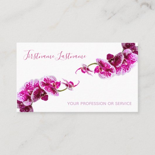 Mooie paarse roze orchidebloem op wit busi! visitekaartje (Voorkant)