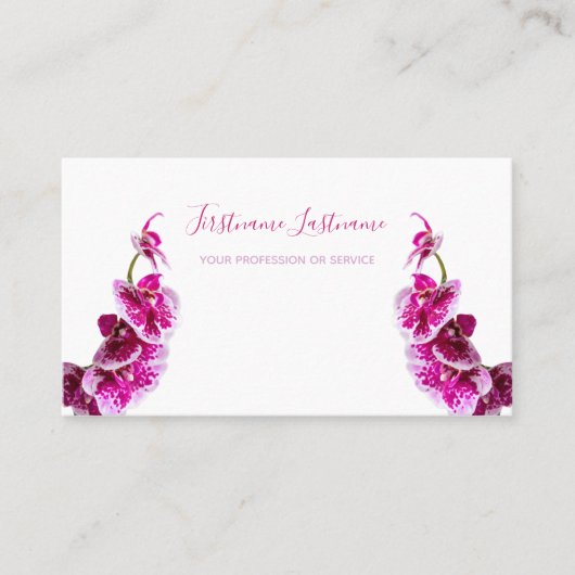 Mooie paarse roze orchidebloem op wit busi! visitekaartje (Voorkant)