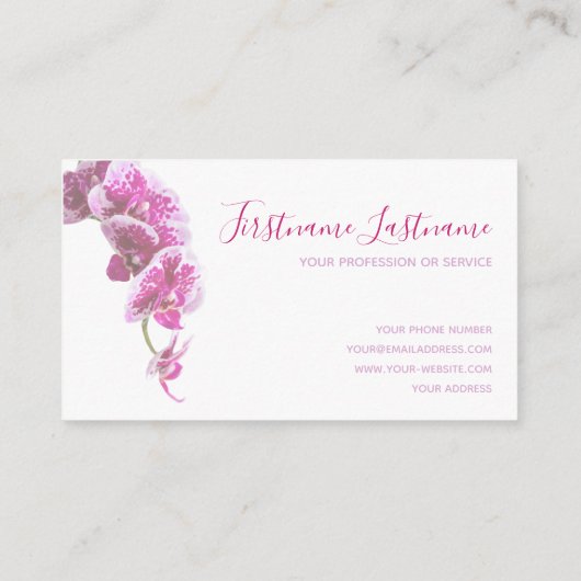 Mooie paarse roze orchidee-bloem op wit! visitekaartje (Achterkant)
