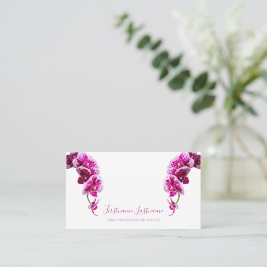 Mooie paarse roze orchidee-bloem op wit! visitekaartje (Staand voorkant)