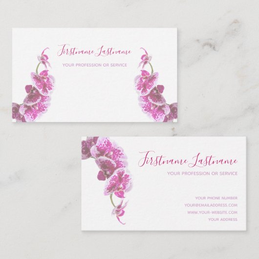 Mooie paarse roze orchidee-bloem op wit! visitekaartje (Voorkant / Achterkant)