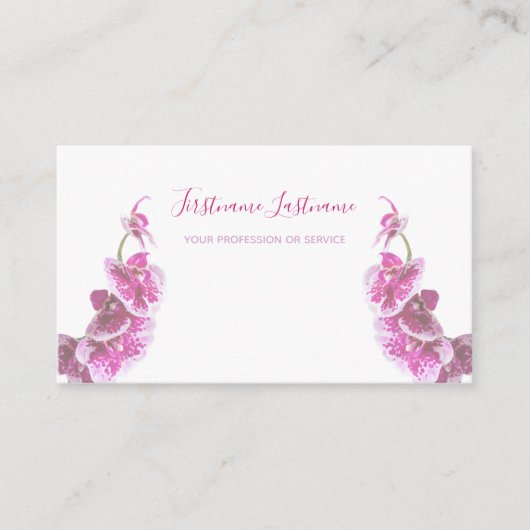 Mooie paarse roze orchidee-bloem op wit! visitekaartje (Voorkant)