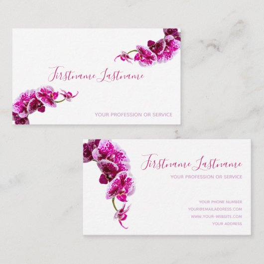 Mooie paarse roze orchidee bloemen op wit! visitekaartje (Voorkant / Achterkant)