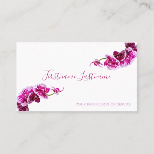 Mooie paarse roze orchidee bloemen op wit! visitekaartje (Voorkant)