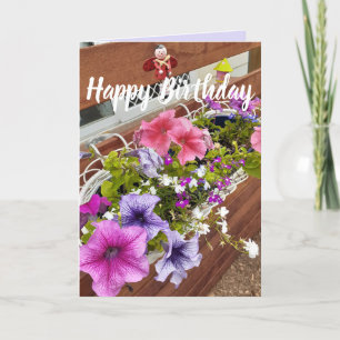 Mooie Paarse & Roze Petunia Tuin Verjaardag Kaart