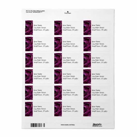 Mooie Paarse Rozen die kleine roetjes hebben Etiket (Full Sheet)