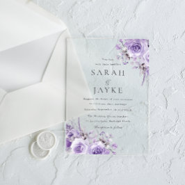 Mooie Paarse Rozen Elegante bruiloft Acryl Uitnodigingen