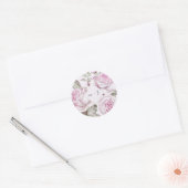 Mooie Paarse Rozen met Monogrammen Bruiloft Ronde Sticker (Envelop)