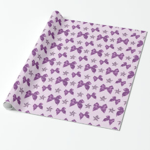 Mooie Paarse Satijnen Strikken Cadeaupapier
