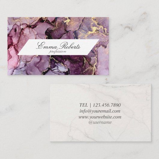 Mooie Paarse schaduwen en gouden marmer Visitekaartje (Voorkant / Achterkant)