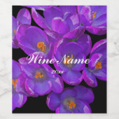 Mooie Paarse Spring Crocus Bloemen Wijn Etiket (Enkel label)