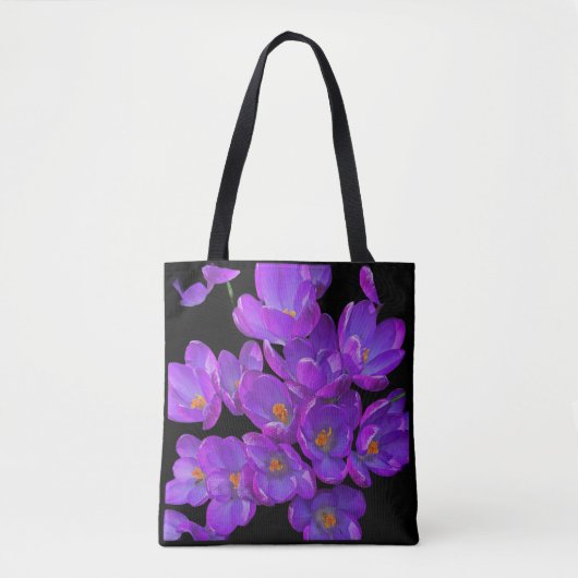 Mooie Paarse Spring Crocuses Bloemen Tote Bag (Voorkant)