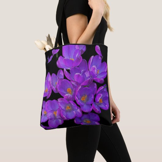 Mooie Paarse Spring Crocuses Bloemen Tote Bag (Dichtbij)