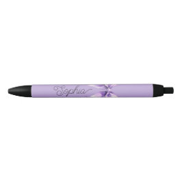 Mooie Paarse Strik Met Gepersonaliseerde Naam Zwarte Inkt Pen