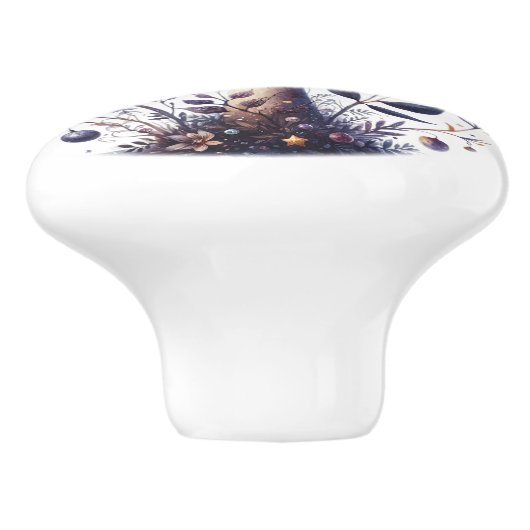 Mooie Paarse Toadstool Zodiac achtergrond Keramische Knop (Zijkant)