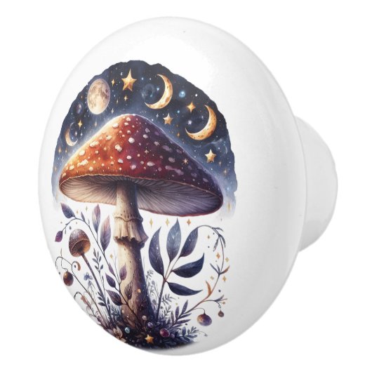 Mooie Paarse Toadstool Zodiac achtergrond Keramische Knop (Rechts)