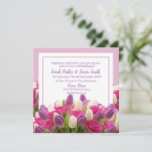 Mooie Paarse Tulpen bruiloft Kaart (Staand voorkant)