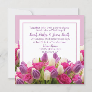 Mooie Paarse Tulpen bruiloft Kaart