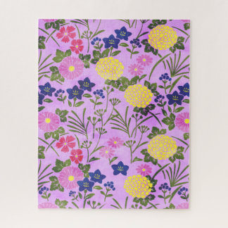 Mooie Paarse Vintage Bloem Patroon Legpuzzel
