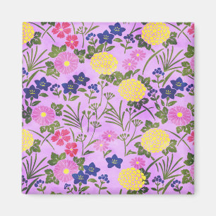 Mooie Paarse Vintage Bloem Patroon Magneet