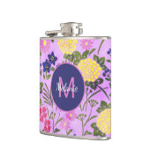 Mooie Paarse Vintage Bloem Patroon Persoonlijk Heupfles (Links)