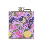 Mooie Paarse Vintage Bloem Patroon Persoonlijk Heupfles (Achterkant)