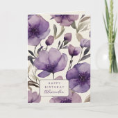 Mooie Paarse Viooltjes Aangepaste Naam Verjaardag Kaart (Voorkant)