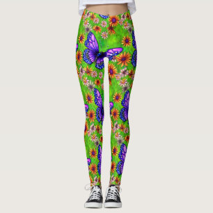 Mooie Paarse vlinderbloemenweide Leggings