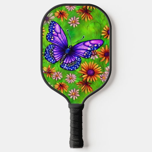 Mooie Paarse vlinderbloemenweide Pickleball Paddle (Voorkant)