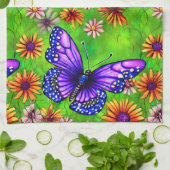 Mooie Paarse vlinderbloemenweide Theedoek (Gevouwen)