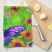 Mooie Paarse vlinderbloemenweide Theedoek (Quarter Fold)