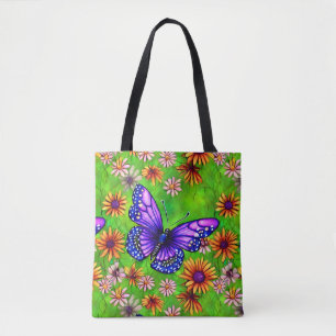Mooie Paarse vlinderbloemenweide Tote Bag