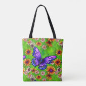 Mooie Paarse vlinderbloemenweide Tote Bag (Achterkant)